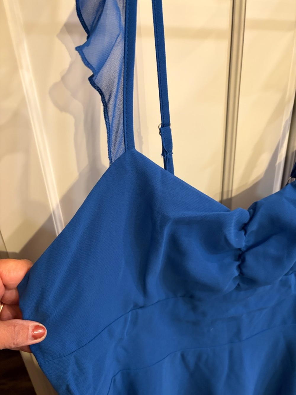 Royal Blue Ruffle Strap Sundress - Picture 2 of 5
